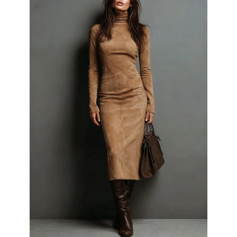Women's Turtleneck Long Sleeve Slim Fit Bodycon Midi Dress