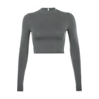 Solid Color Skinny Crop Top For Women