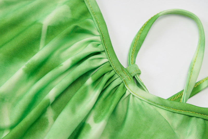 Vibrant Tie Dye Halter Sleeveless Top In Luxurious Milk Silk