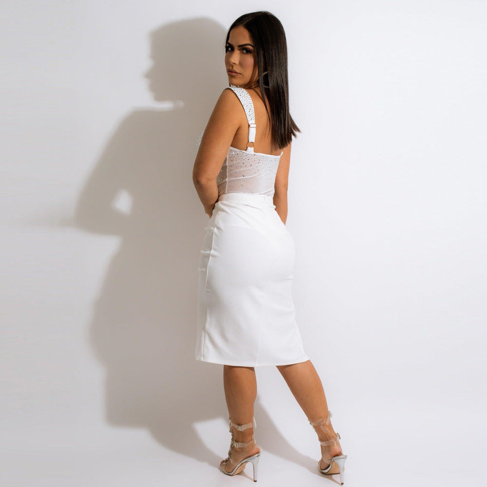 Rhinestone Sling Backless Set
