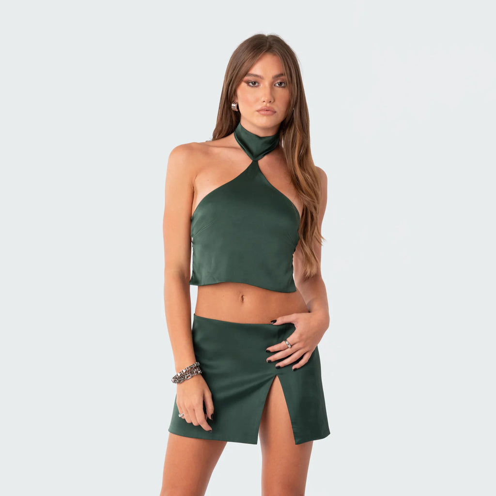 Backless Slit Two-piece Set