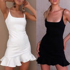 Women's Ruffles Trumpet Mini Dress Sleeveless Spaghetti Strap