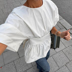 Backless Bat Sleeve Top With Back Tied Design