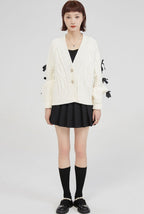 Cozy Bowknot Knitted Cardigan With Vneck