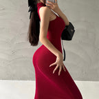 Skinny Sleeveless Dress With PVC Fabric Lightweight And Flattering