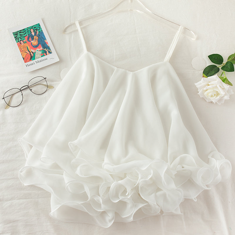 Chiffon Ruffled Loose Top For Women Sweet Lightweight Style With Lotus Leaf Detail