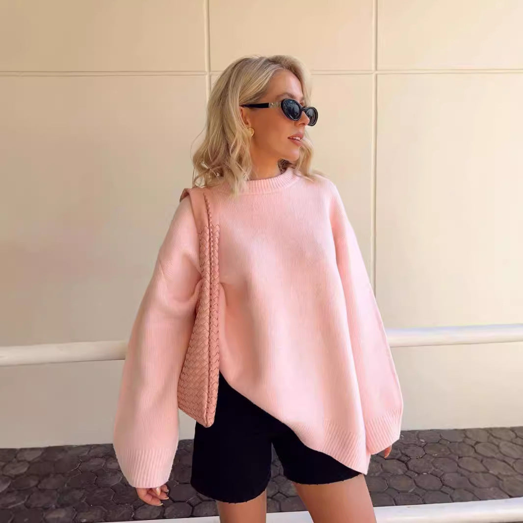Cozy Crew Neck Pullover Sweater For Women Soft Winter Knit