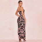 Floral High-Waist Retro Maxi Dress One-Piece Printed Silhouette