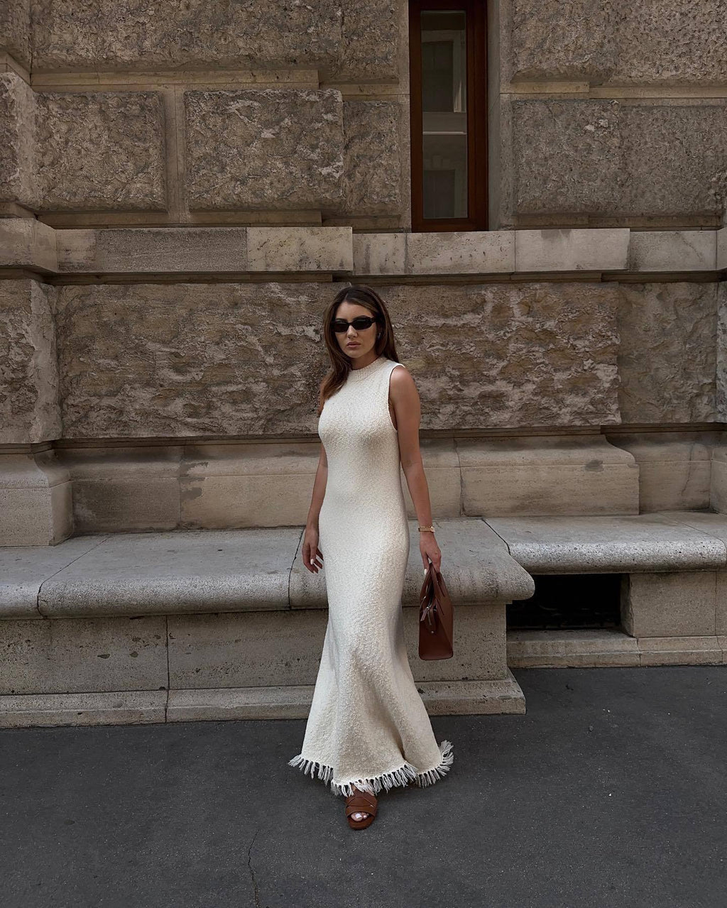 Tassel Sleeveless Maxi Dress In Cotton