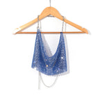Chic Backless Rhinestone Sling Top With Midriff Cut