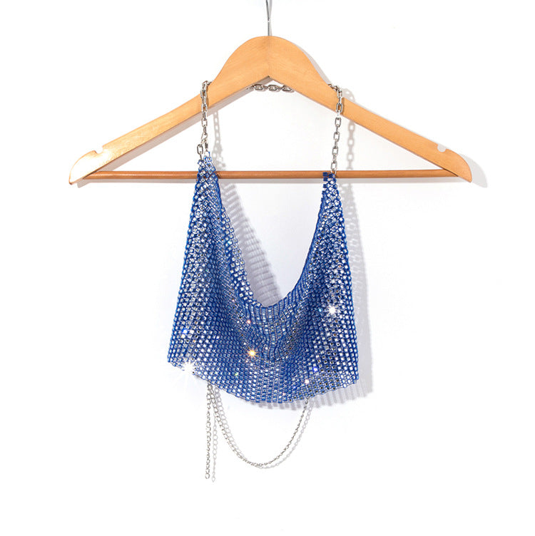 Chic Backless Rhinestone Sling Top With Midriff Cut