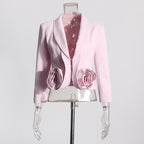 Romantic French Style Rose Pattern Two Piece Top And Skirt Set