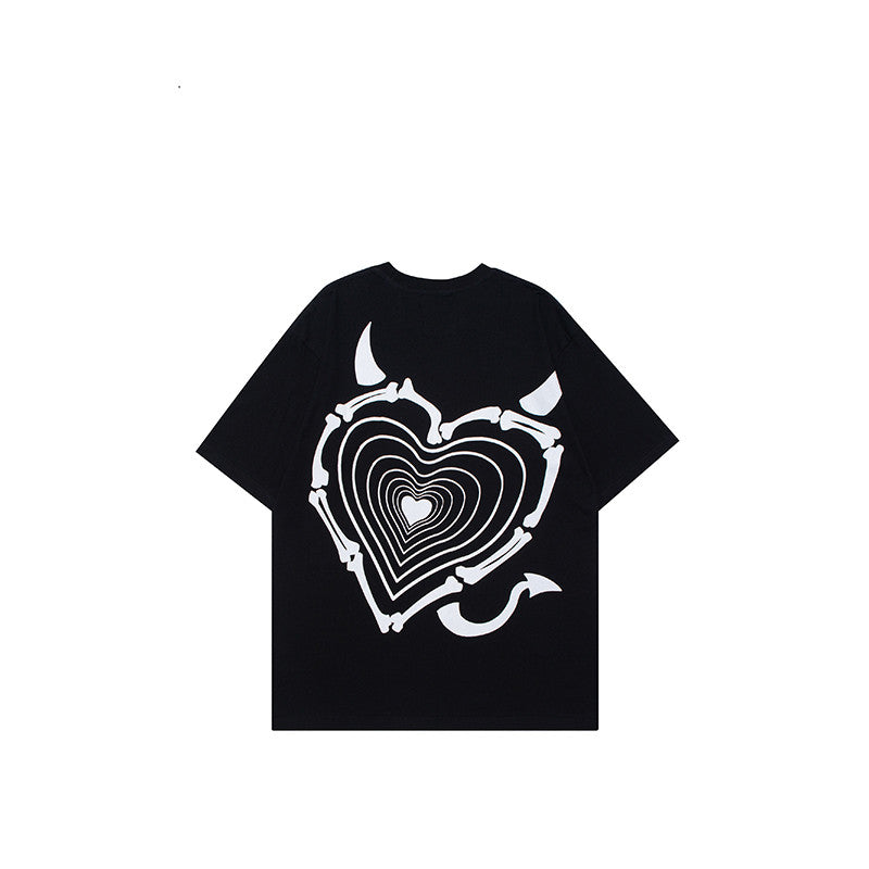 Love Print Tee For Couples, Relaxed Fit Round Neck