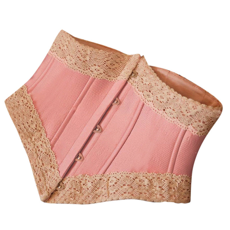 Pink Fishbone Tunic For Ladies With Slim Fit Silhouette In Lightweight Polyester