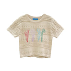 Apricot Cropped Knit Tee Short Sleeve