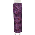 Cozy Floral Knit Sheath Skirt Purple Street Style Chic