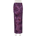 Cozy Floral Knit Sheath Skirt Purple Street Style Chic
