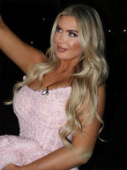 Soft Pink Mermaid Evening Gown With Side High Split And Pleats Sleeveless Floor Length Dress