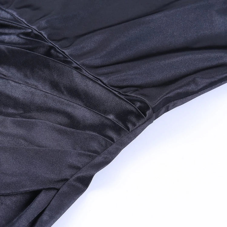 Elegant Satin Halter Dress Ruched High Slit Midi