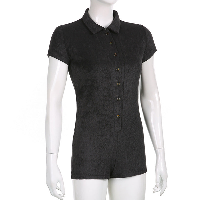 Romper Playsuit With Vneck Short Sleeve Bodycon Fit