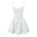 Mini Dress With Retro Pleated Lace Up Details And Elegant Charm