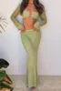 Hooded Knit Set With Crochet Skirt Casual Vintage Chic Two Piece