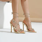 Butterfly Rhinestone Slip On Flat Open Toe Heel Sandals