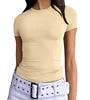 Women's Slim Fit Short Sleeve Crop Top Soft Knit Tee