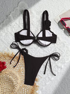 Bikini Set With Bandeau Top And Gathered Brazilian Bottoms