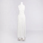 Oudina Chic Sleeveless Pleated Split Dress