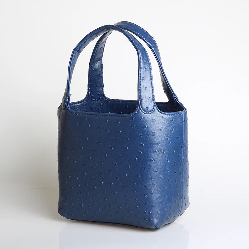 Ostrich-Pattern Bucket Bag Chic Leather Tote With Elevated Everyday Elegance