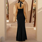 Deep V Neck Maxi Wrap Hem Knit Dress