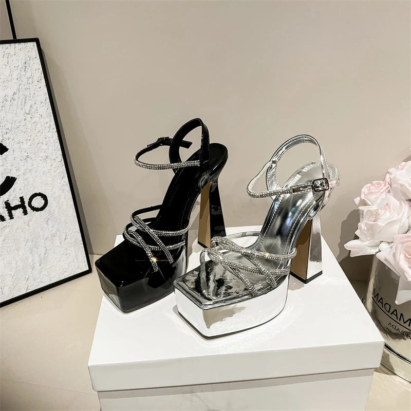 Elegant Open Toe High Heel Sandals With Belt Detail For Chic Socialite Vibe And Elevated Style