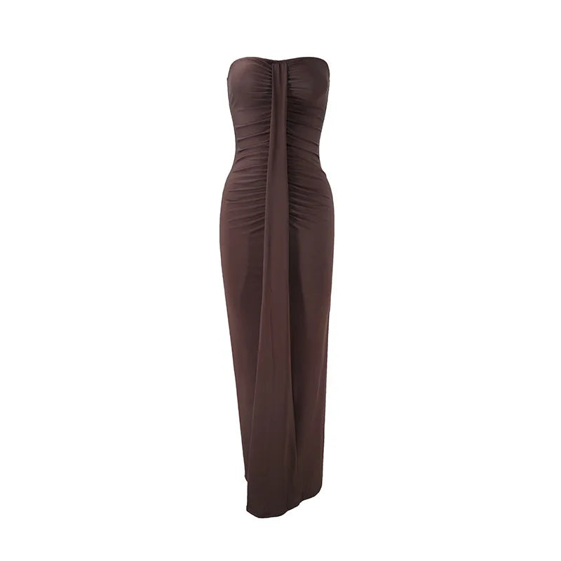 Women's Strapless Off-Shoulder Bodycon Maxi Dress
