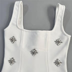 Glamorous Sleeveless Bandage Dress With Rhinestones And Ruffles For Evening Parties
