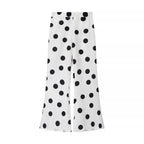 White Polka Dot Two Piece Set Vintage Strapless Top and Pants Women's Suit for Modern Glam