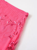 Shimmering Pearl Sequins Low Waist Skirt