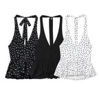 Polka Dot Halter Backless Tank Top Flirty Style
