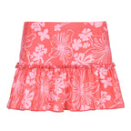 Ruffles A-Line Mini Skirt With Floral Print High Waist Frill Trim Above Knee