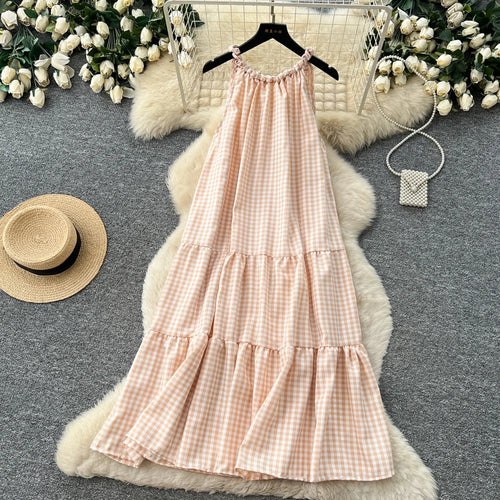 Breezy Halter Sleeveless A Line Midi Dress With High Waist For Summer