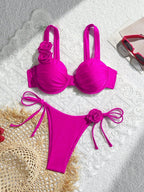 Bikini Set With Bandeau Top And Gathered Brazilian Bottoms