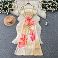 Dreamy Backless Printed Empire Mesh Maxi Dress