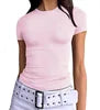 Women's Slim Fit Short Sleeve Crop Top Soft Knit Tee