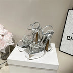 Elegant Open Toe High Heel Sandals With Belt Detail For Chic Socialite Vibe And Elevated Style