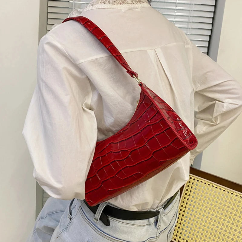 Alligator Pattern PU Leather Underarm Messenger Bag For Women