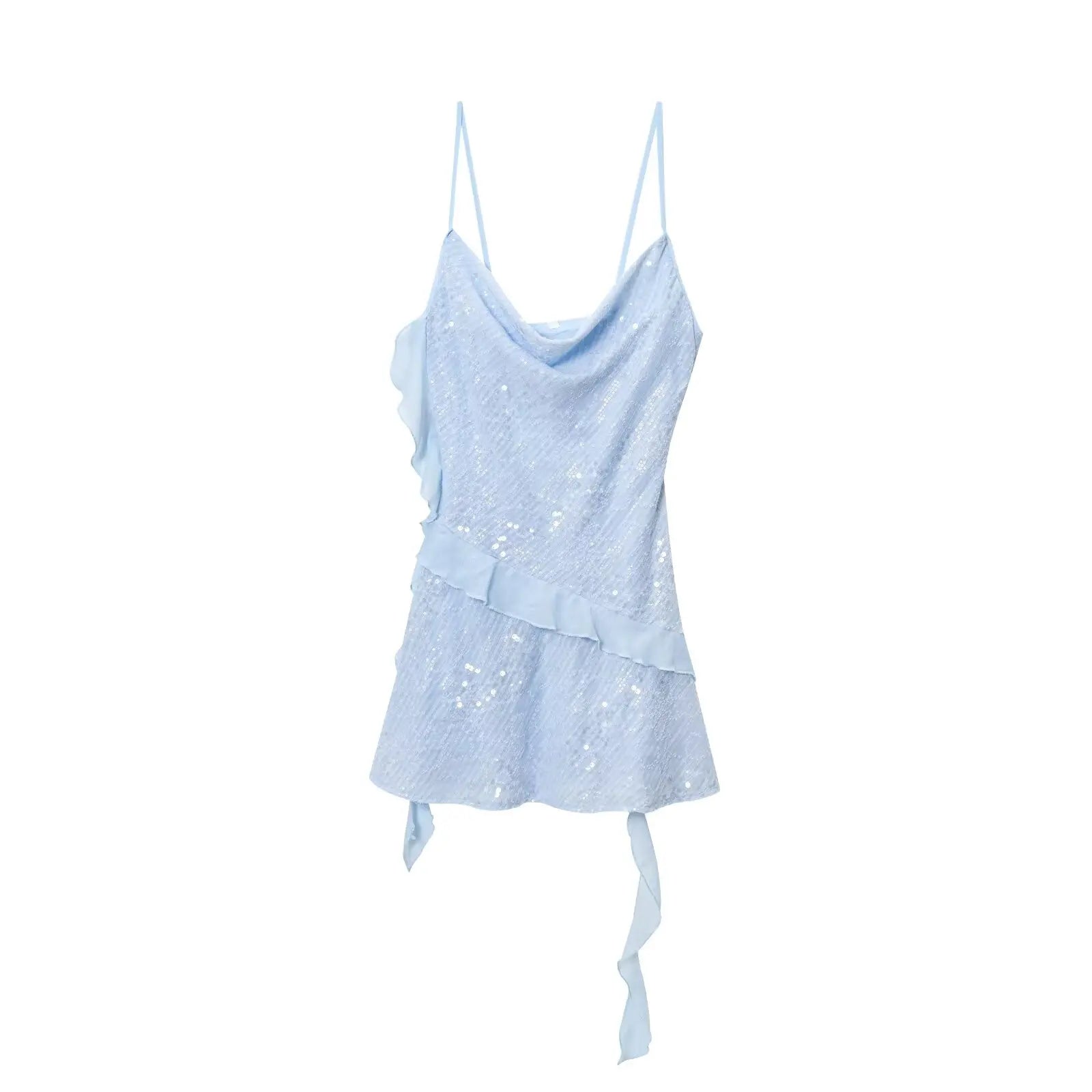 Vintage Sleeveless Dress With Laminated Decorative Sequins Breathable Chiffon