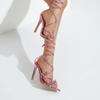 Butterfly Rhinestone Slip On Flat Open Toe Heel Sandals