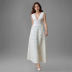 Elegant Ball Gown Dress Evening Wear V Neck Natural Waist Beaded Diamond Embellishments