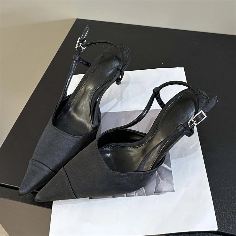 Glamorous Silk Mules With Pointed Toe