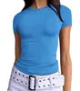 Women's Slim Fit Short Sleeve Crop Top Soft Knit Tee